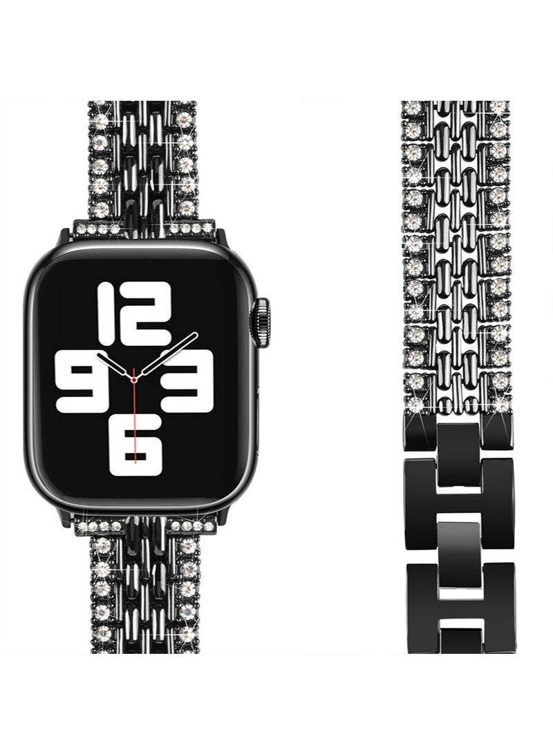 Compatible for Apple Watch Band 41mm 40mm 38mm Women Slim Jewelry Bling Band, Diamond Rhinestone Bracelet Replacement Metal Strap for iWatch Series SE/9/8/7/6/5/4/3/2/1 - Image 1