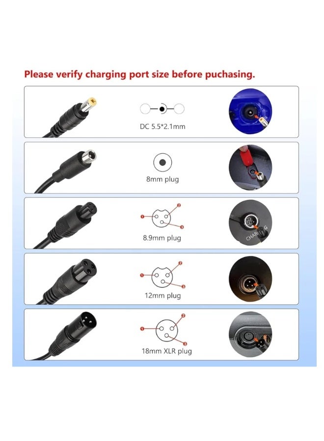 Fukukawa Electric Scooter Charger 42V 2A 8MM Pin Fast Charging Adapter with UK Plug for E-Bike & Mobility Scooter - Image 3