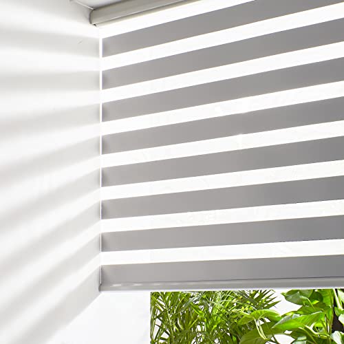 Persilux Persilux Cordless Zebra Blinds for Windows FreeStop Window Blinds 30 W X 72 H Grey Dual Layer Light Control for Day and Night Light Filtering Sheer Shades for Home Easy to Install 