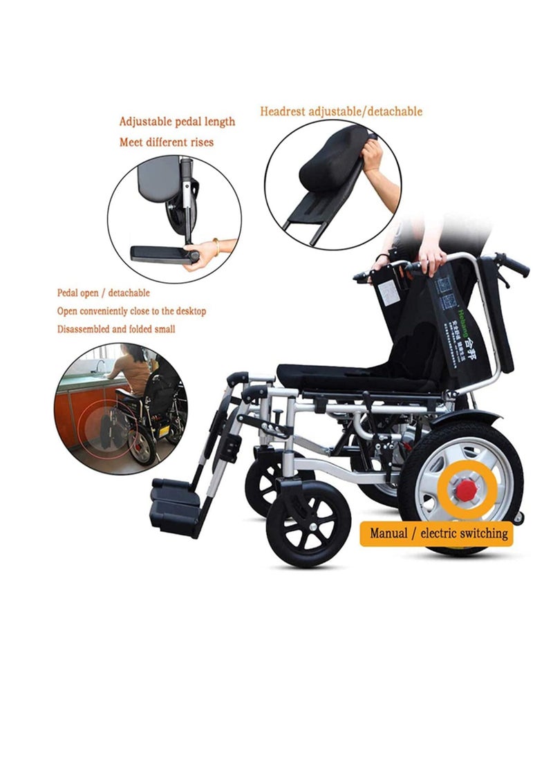Cool Baby Style Electric Power Wheelchair Can Fold Lightweight Elderly Disabled Intelligent Adjustment Automatic Full lying Electric Wheelchair Scooter  - Image 3