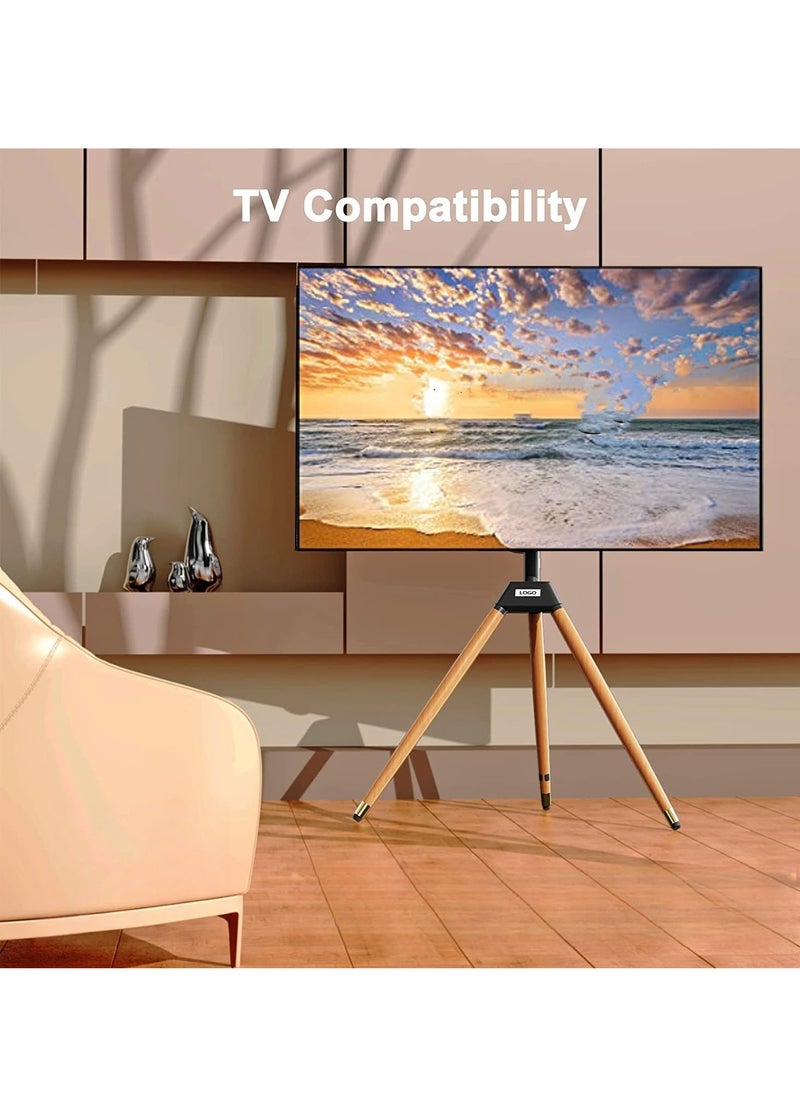 FlashHawk Height Adjustable Floor TV Stand For 32-65 Inch Screens, Corner TV Stand Mount With Wood Legs For Bedroom, Living Room, Studio  - Image 3
