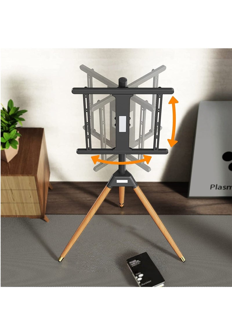 FlashHawk Height Adjustable Floor TV Stand For 32-65 Inch Screens, Corner TV Stand Mount With Wood Legs For Bedroom, Living Room, Studio  - Image 4
