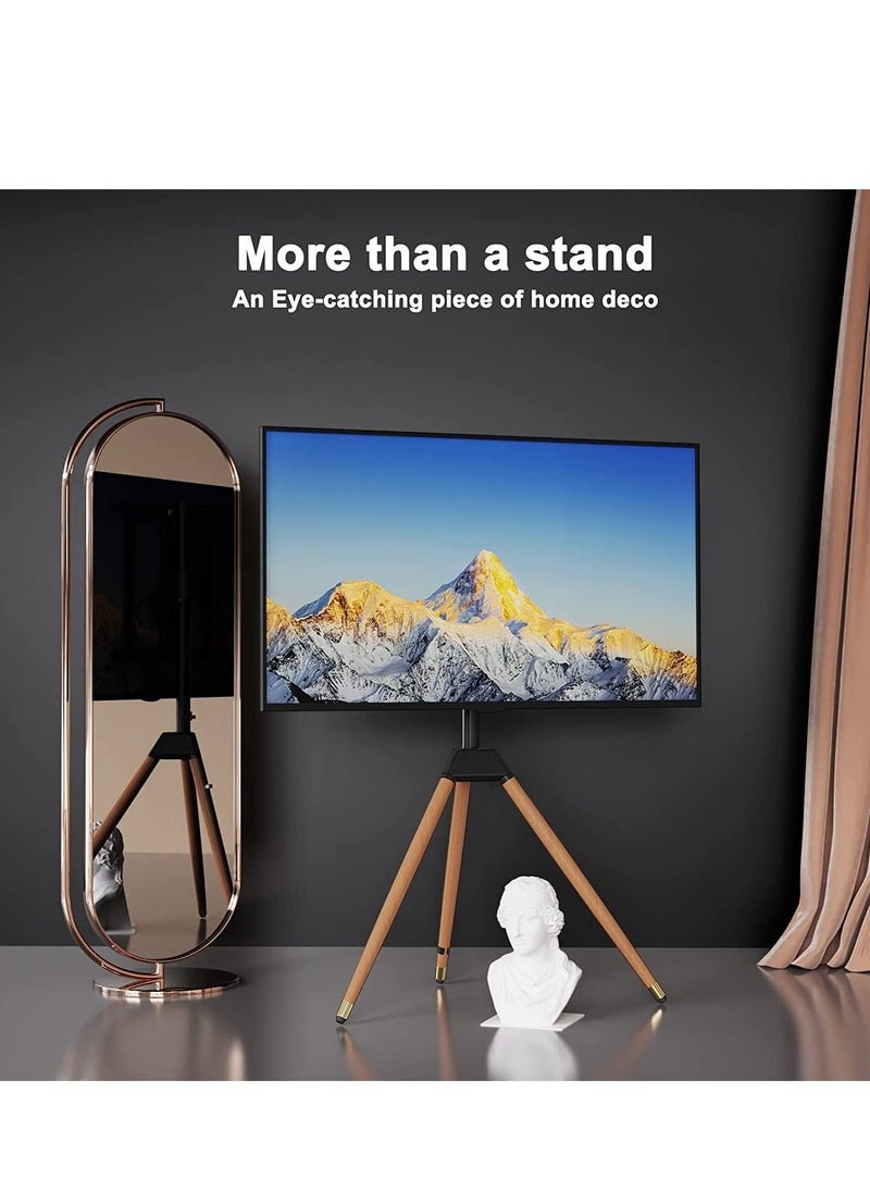 FlashHawk Height Adjustable Floor TV Stand For 32-65 Inch Screens, Corner TV Stand Mount With Wood Legs For Bedroom, Living Room, Studio  - Image 2