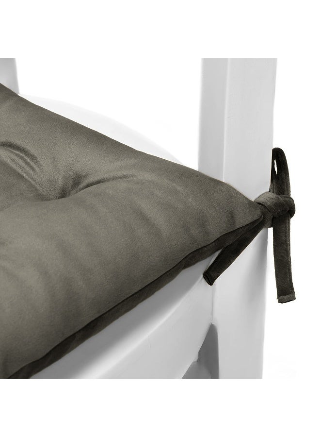 REST Pack of 4 Velvet Soft Chair Pad with Seat Ties Suitable for Garden , Kitchen and Office Chairs Indoor and Outdoor  Dark Grey 40x40cm - Image 3