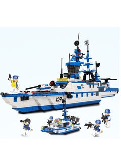 XICEN 6 in 1 Battleship Building Toy, 1230 Pieces City Police Station Building Kit with Police Car, Patrol Boat, Helicopter, Tank, Construction Toy for Kids Boys Girls  - Image 4