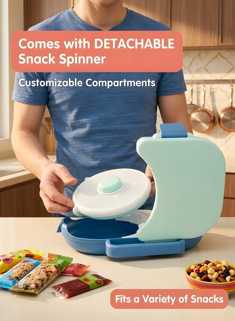 Beauenty Kids Lunchbox with 5 Compartment Dispenser + Lunchbox ，2-in-1 Bento Style Lunch Container, 5 Small +1 Large Sandwich Compartment。… (Purple) - Image 4