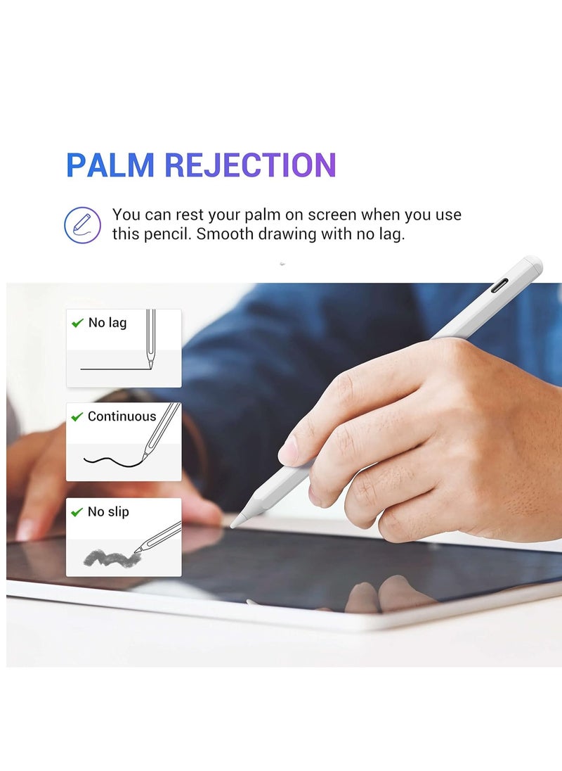 Generic - Palm Rejection Stylus Pen with Tilt Sensitivity for Apple iPad 2018 and Later Generation 6 7 8 9 10 Pro 11 12.9 3 4 5 Air 4 5 Mini 6 Digital Pen for Precision Writing and Drawing, White - Image 1