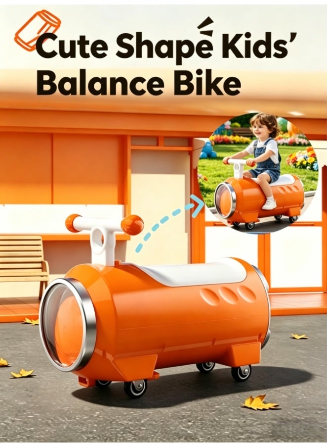 Colorful Kids Balance Bike, First Entry Model with Light Up Wheels & Baby Music, Storage Basket, Quiet Universal Wheels for Indoor & Outdoor Play (Orange) - Image 1