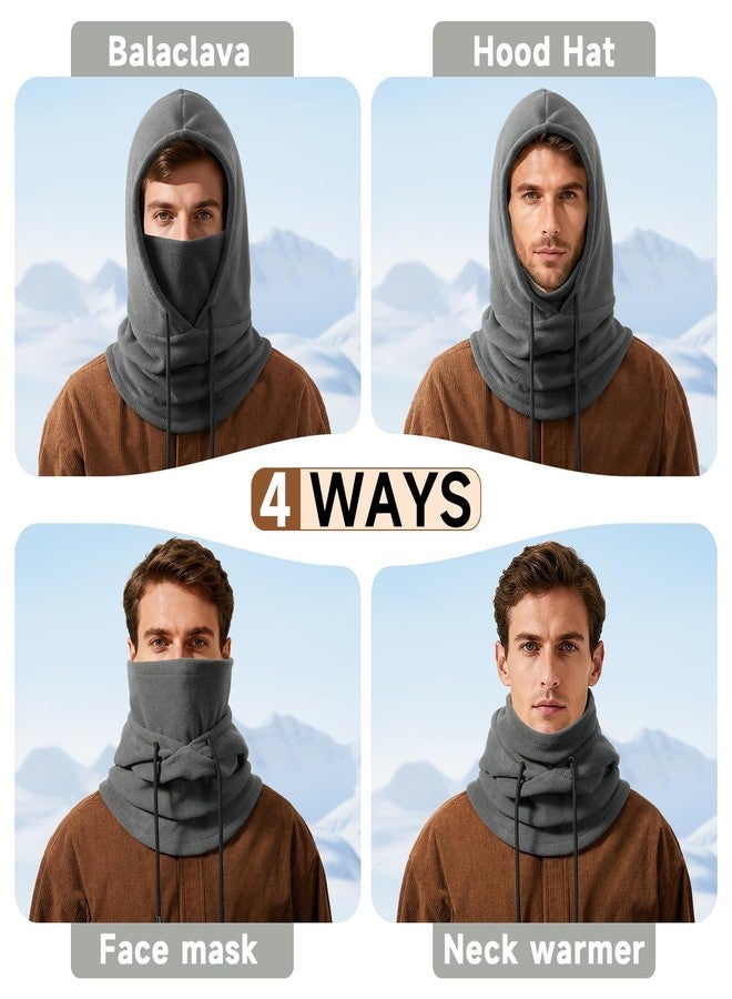 Bessteven Winter Balaclava Ski Face Mask: Men Women Warm Windproof Balaclava Face Cover Neck Warmer Hood Hat Scarf Cold Weather Skiing, Grey, One size - Image 2