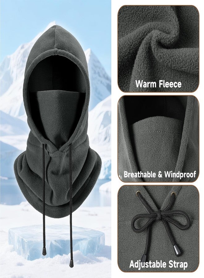 Bessteven Winter Balaclava Ski Face Mask: Men Women Warm Windproof Balaclava Face Cover Neck Warmer Hood Hat Scarf Cold Weather Skiing, Grey, One size - Image 5