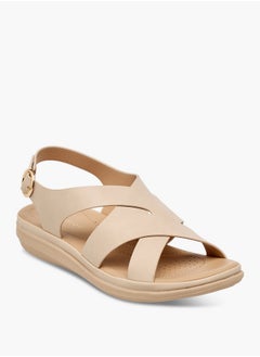 Le Confort Women's Solid Cross Strap Sandals with Buckle Closure  - Image 2