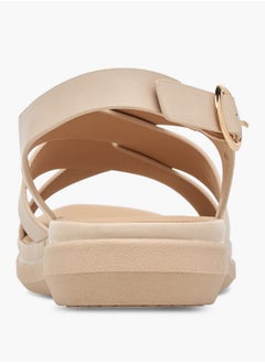 Le Confort Women's Solid Cross Strap Sandals with Buckle Closure  - Image 5