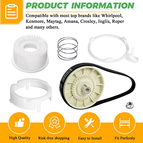 Techecook W10721967 Washer Pulley Clutch Kit & W10006384 Drive Belt by Techecook - Compatible for Whirlpool Kenmore Maytag washing machine Replaces PS10057144 W10006354 W10006356 W10239973 WTW5000DW1 MVWX655DW1 - Image 2