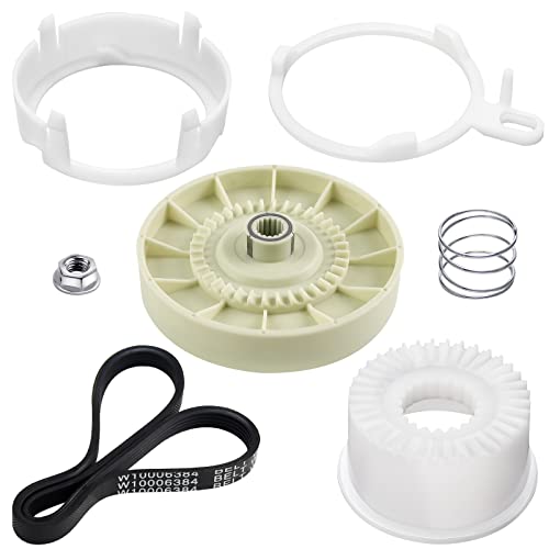 Techecook W10721967 Washer Pulley Clutch Kit & W10006384 Drive Belt by Techecook - Compatible for Whirlpool Kenmore Maytag washing machine Replaces PS10057144 W10006354 W10006356 W10239973 WTW5000DW1 MVWX655DW1 - Image 1
