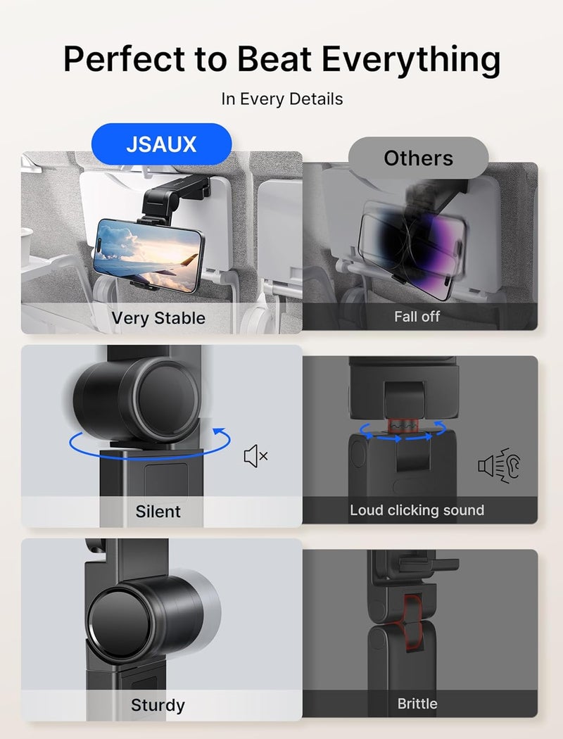jsaux Airplane Travel Essentials, Airplane Phone Holder, 360 Degree Rotation Plane Phone Holder, Universal in Flight Airplane Phone Mount, Travel Essentials for Flying - Image 5
