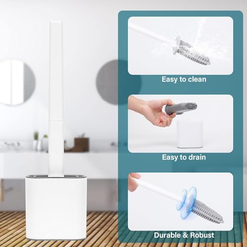 RECLUSE Recluse Toilet Brush with Holder, Wall-Mounted Silicone Toilet Brush Set, Non-Slip Handle, Deep Cleaning, Quick Drying, Corners and Small Spaces - Image 5