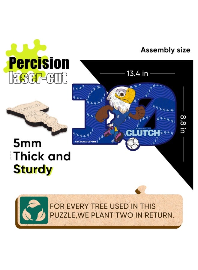FIFA World Cup FIFA Official Licensed World Cup 26™ Trio Mascot Wooden Jigsaw Puzzle 200 Pieces - Maple, Clutch & Zayu - Image 4