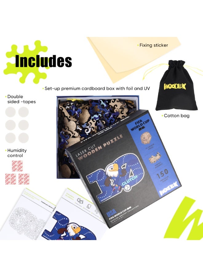 FIFA World Cup FIFA Official Licensed World Cup 26™ Trio Mascot Wooden Jigsaw Puzzle 200 Pieces - Maple, Clutch & Zayu - Image 5