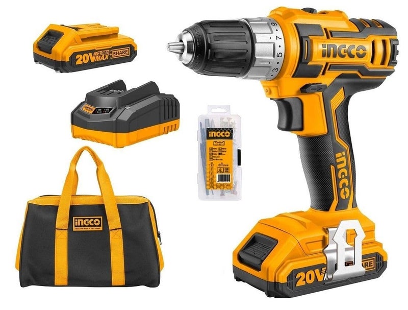 INGCO POWERTOOLS HANDTOOLS Cordless Drill machine with 2 Pcs Battery - Image 1