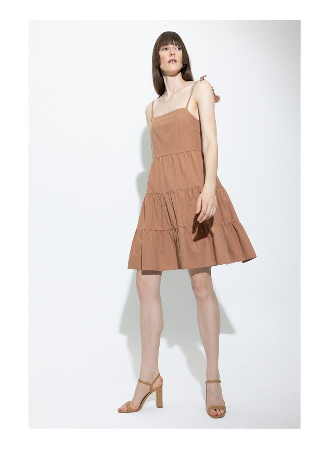 DeFacto Woman Tiered Square Neck Thin Strap Woven Dress - Image 1