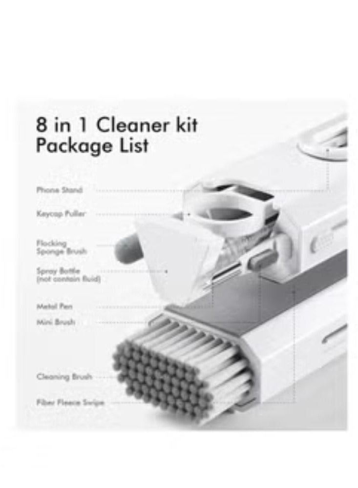 مجموعة تنظيف لوحة المفاتيح 8 في 1، منظف لأجهزة Airpods، وسماعات الأذن، وسماعات الرأس، ومنظف الكمبيوتر المحمول مع فرشاة أدوات تنظيف لوحة المفاتيح الإلكترونية المحمولة، ومجموعة أدوات سحب غطاء المفاتيح (أبيض) - Image 2
