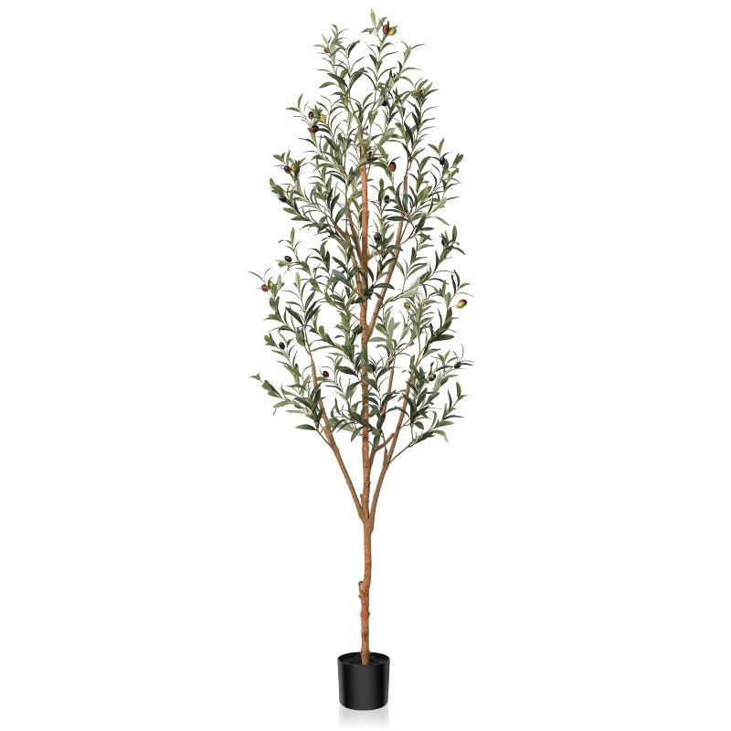 Kazeila Artificial Olive Tree 6FT Tall Faux Silk Plant for Home Office Decor Indoor Fake Potted Tree with Wood Branches and Fruits - Image 1