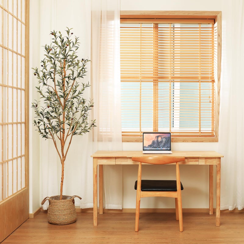 Kazeila Artificial Olive Tree 6FT Tall Faux Silk Plant for Home Office Decor Indoor Fake Potted Tree with Wood Branches and Fruits - Image 3