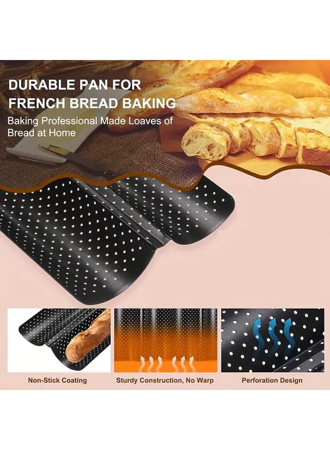 Black Heavy Duty French Baguette Baking Pan With Perforated Mold - Image 5