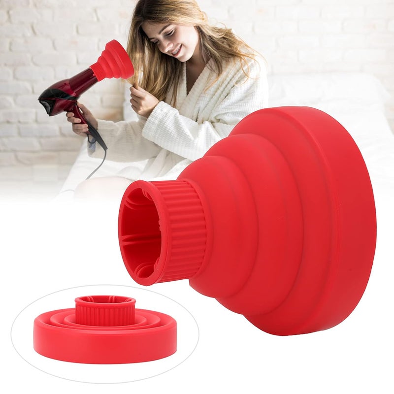 woobles Hair Dryer Diffuser Universal Collapsible Silicone Hair Dryer Diffuser Portable Travel Folding Hair Blow Dryer Diffuser(Red) Red - Image 2