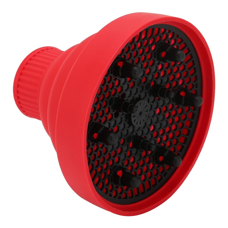woobles Hair Dryer Diffuser Universal Collapsible Silicone Hair Dryer Diffuser Portable Travel Folding Hair Blow Dryer Diffuser(Red) Red - Image 1