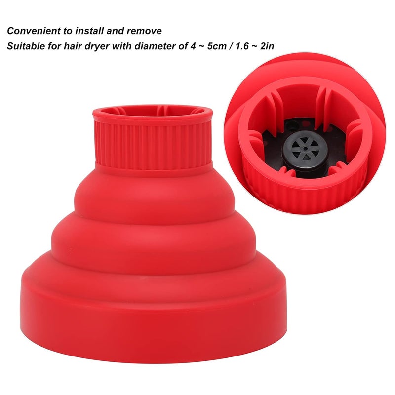 woobles Hair Dryer Diffuser Universal Collapsible Silicone Hair Dryer Diffuser Portable Travel Folding Hair Blow Dryer Diffuser(Red) Red - Image 5