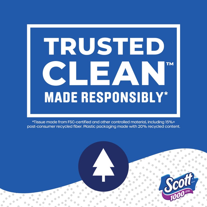 Scott 1000 Trusted Clean Toilet Paper, 32 Rolls, Septic-Safe, 1-Ply Toilet Tissue - Image 3