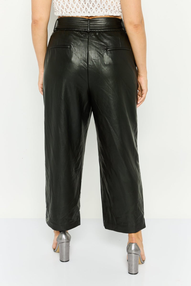 Bar III Women Plus Size Plain Wide Leg Pants, Black - Image 3