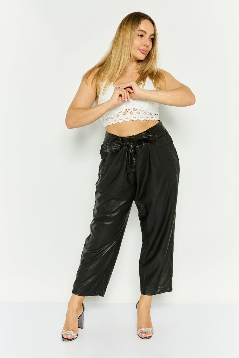 Bar III Women Plus Size Plain Wide Leg Pants, Black - Image 2