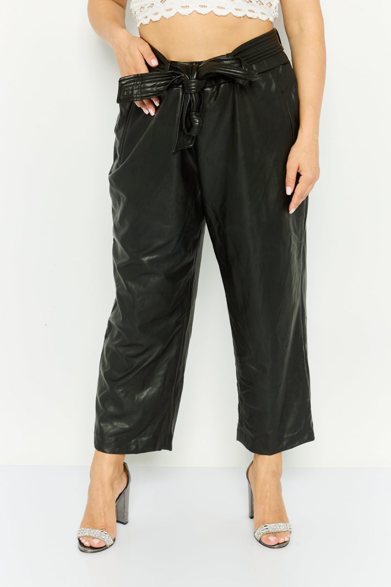 Bar III Women Plus Size Plain Wide Leg Pants, Black - Image 1