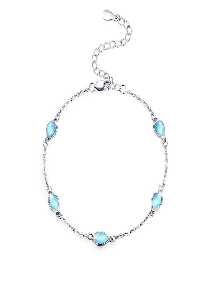 Cuoka Moonstone Bracelet Teardrop Sterling Silver Rainbow Moonstone Bracelets Jewelry Gifts for Women - Image 1