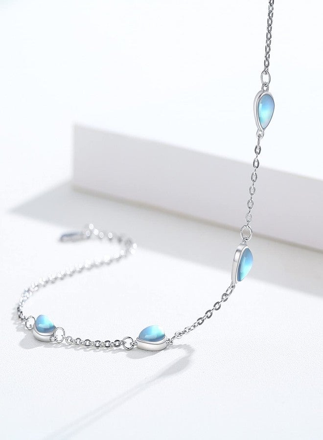 Cuoka Moonstone Bracelet Teardrop Sterling Silver Rainbow Moonstone Bracelets Jewelry Gifts for Women - Image 4
