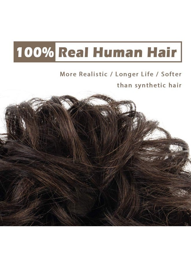 بارسدار كعكة شعر بشري 100%، شعر بني، وصلات كعكة فوضوية، شعر بشري، كعكة ورد، قطعة شعر مجعد، قطع شعر للنساء والفتيات، كعكة شعر حقيقية، شعر طبيعي مرفوع، شينيون يوميًا (بني داكن) - Image 2