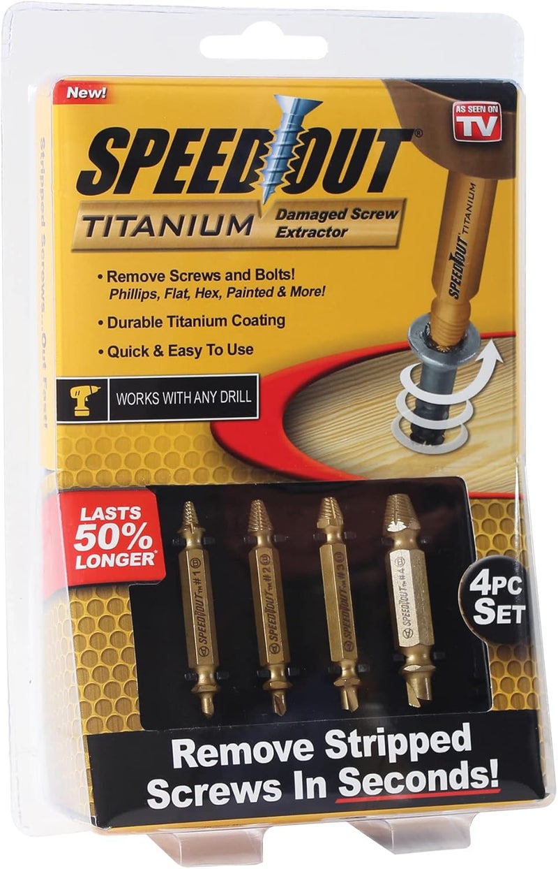 Ontel Speed Out Titanium Damaged Screw Extractor Kit, 4 Piece Set - Image 1