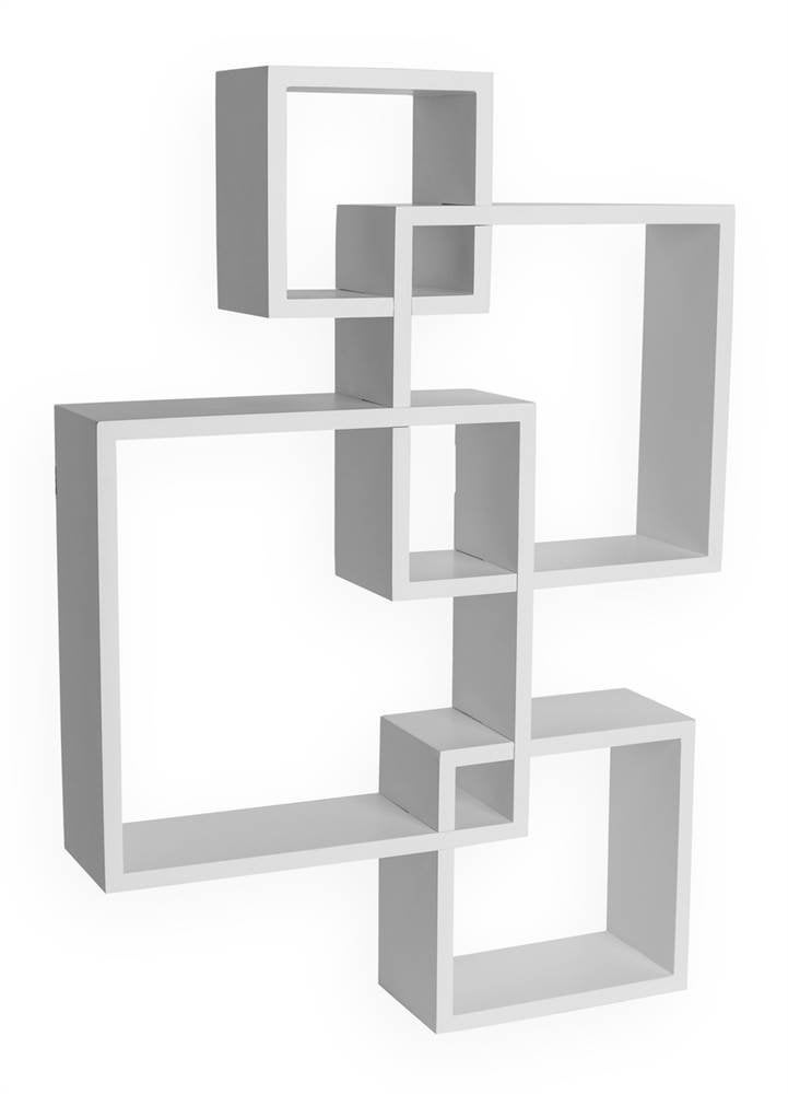 Danya B Danya B Decorative Wall Mount Floating Intersecting Cube Accent Wall Shelf White 