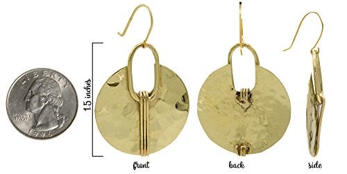 SPUNKYsoul Boho Earrings for Women Gold Silver Copper Dangle Oval or Round Ethnic Trendy Western Hammered Handmade Jewelry (Gold Round) - Image 3