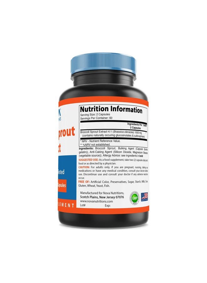 Nova Nutritions Broccoli Sprout Extract 1000 mg 120 Capsules by Nova Nutritions - Image 3