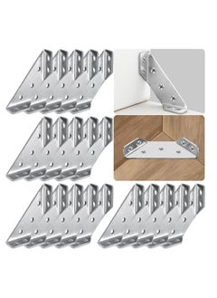 KASTWAVE 20Pcs Universal Stainless Steel Furniture Corner Connector, Trapeziform Brackets, Corner Braces, Corner Bracket for Wood, Shelf Supports, Shelving Brackets Heavy Duty  - Image 1