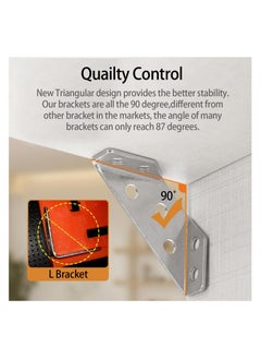 KASTWAVE 20Pcs Universal Stainless Steel Furniture Corner Connector, Trapeziform Brackets, Corner Braces, Corner Bracket for Wood, Shelf Supports, Shelving Brackets Heavy Duty  - Image 2