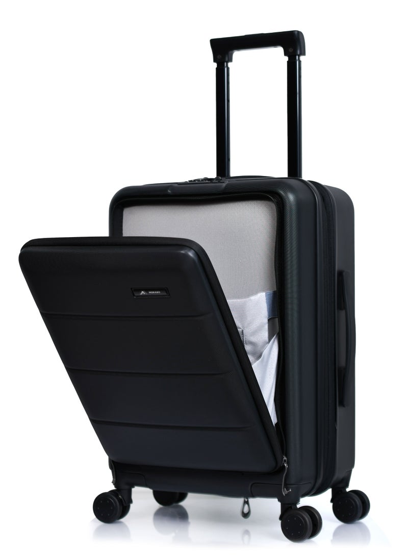 MORANO - Morano Luggage Lightweight  Hard-side Carry-On Trolley Bag  With 4 Spinner Wheels TSA Lock, 20 inch (Black) - Image 1