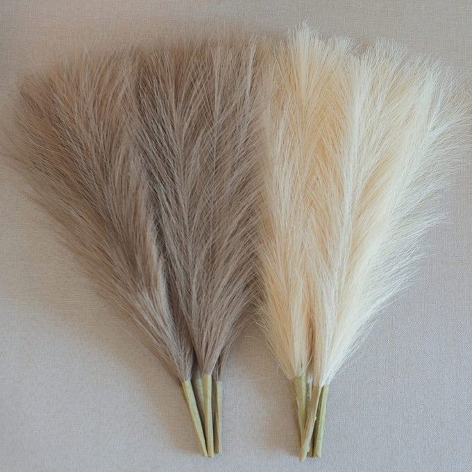 Faux Pampas Grass 1845cm Artificial Pampas Grass Fluffy 6 Stem pompous Grass Flower Arrangement for Boho Home Wedding Decoration BeigeTaupe
