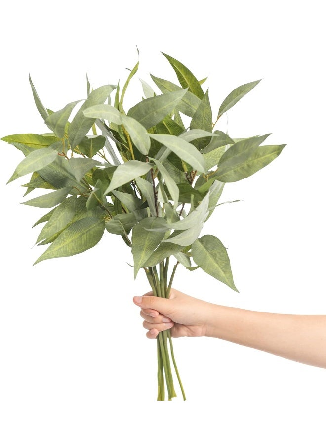Ling's Moment Artificial Plants Eucalyptus Leaves Branches,10Pcs 17.7"Tall Fake Greenery Filler w/Stems, Lifelike Texture Plant Decor for Wedding Bouquets/Table Centerpieces, Outdoor/Party/Room/Office - Image 1