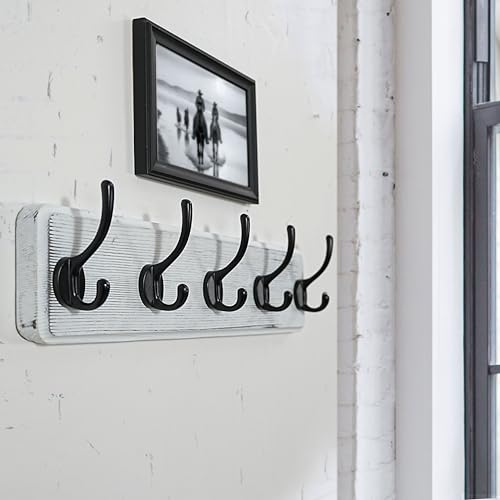 WEBI Coat Rack Wall Mount,Coat Hanger Wall,16" Hole to Hole,Coat Hooks Wall Mounted,Hook Rack Rail,5 Hooks for Hanging Coats,Hats,Jacket,Clothes,Entryway,Black/White - Image 2
