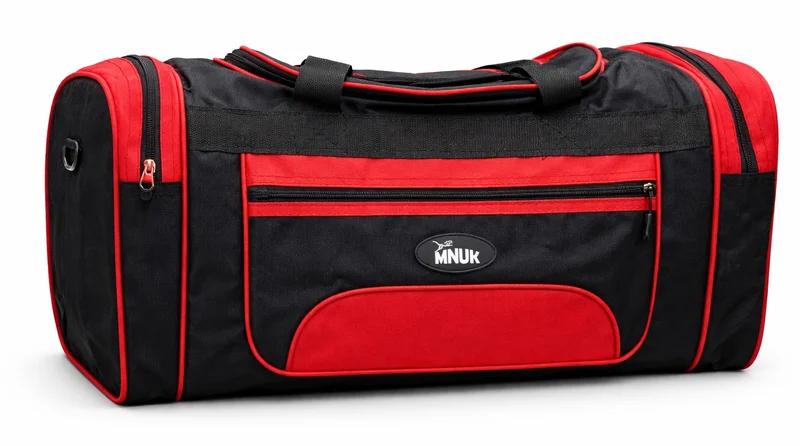 منيك حقيبة سفر MNUK دافل، حقيبة يد مزودة بجيب للأحذية وجيب للملابس المبللة، مناسبة للرجال والنساء، حقيبة رياضية مناسبة لعطلات نهاية الأسبوع (متوسطة - 22 بوصة) أحمر