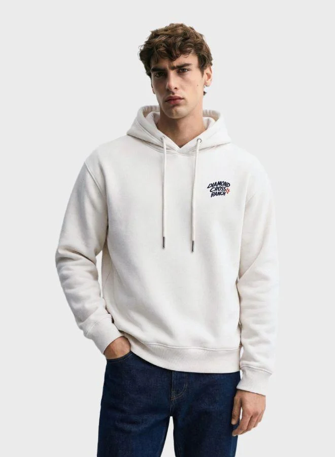 ذا انديان كراج كو Men Boxy Fit Graphic Printed Crew Neck Full Sleeves Overhead Hooded Sweatshirt